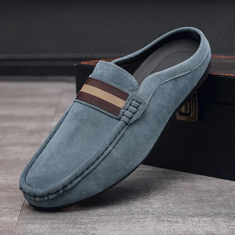 2026 Loafer Shoes Men's Lightweight Bean Shoes Summer One Step Push Lazy Breathable Casual Half Support Slippers for Men