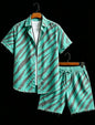 Men's animal print two-piece set, short sleeved shirt and shorts, suitable for tropical travel and unique exotic style