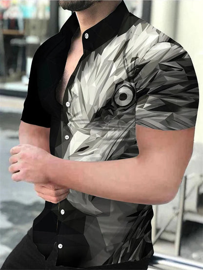 2026 New Fashionable Printed Shirt Men's Seaside Summer Casual Short Sleeve Top Holiday Clothing
