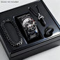4PCS Luxury Men's Quartz Watch Jewelry Set Fashion Decorative Three-Eye Dial Men Business Watches Reloj Hombre（Without Box）