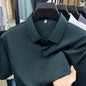 Casual Mens Short Sleeve Button Down Shirt Ice Silk Fabric Breathable Wrinkle Resistant Summer Formal Top