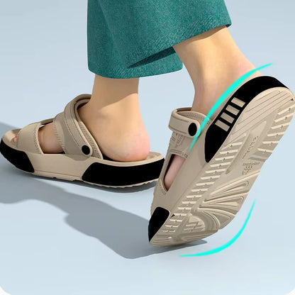 Men's Innovative Design Spring and Summer Eva Comfortable Thick-Soled Fashionable Casual Sandals for Home and Outdoor Activities, Versatile for Daily Use, Dual-Wear Slippers