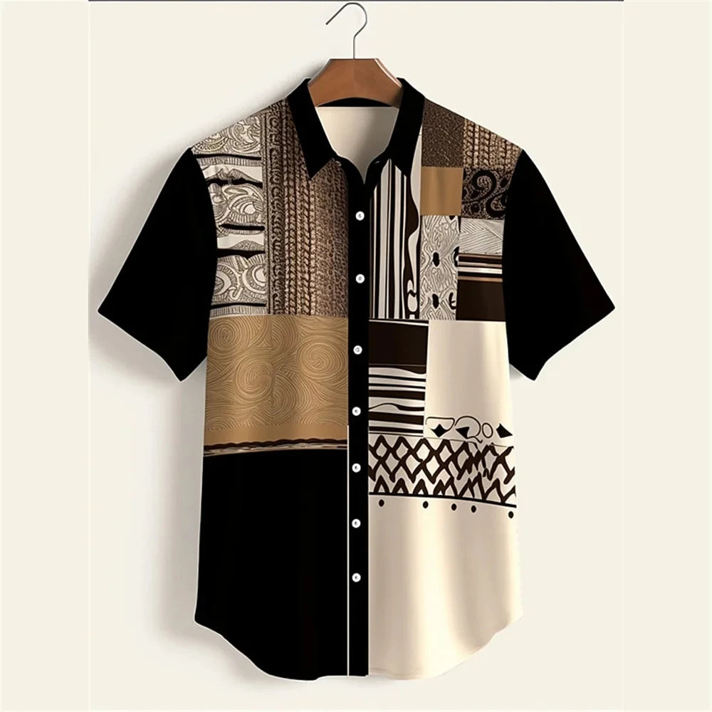 New Fashion 3D Printed Holiday Button Men's Clothing Luxury Men's Shirt Casual Short Sleeved Retro Shirt Men's Top