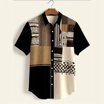New Fashion 3D Printed Holiday Button Men's Clothing Luxury Men's Shirt Casual Short Sleeved Retro Shirt Men's Top