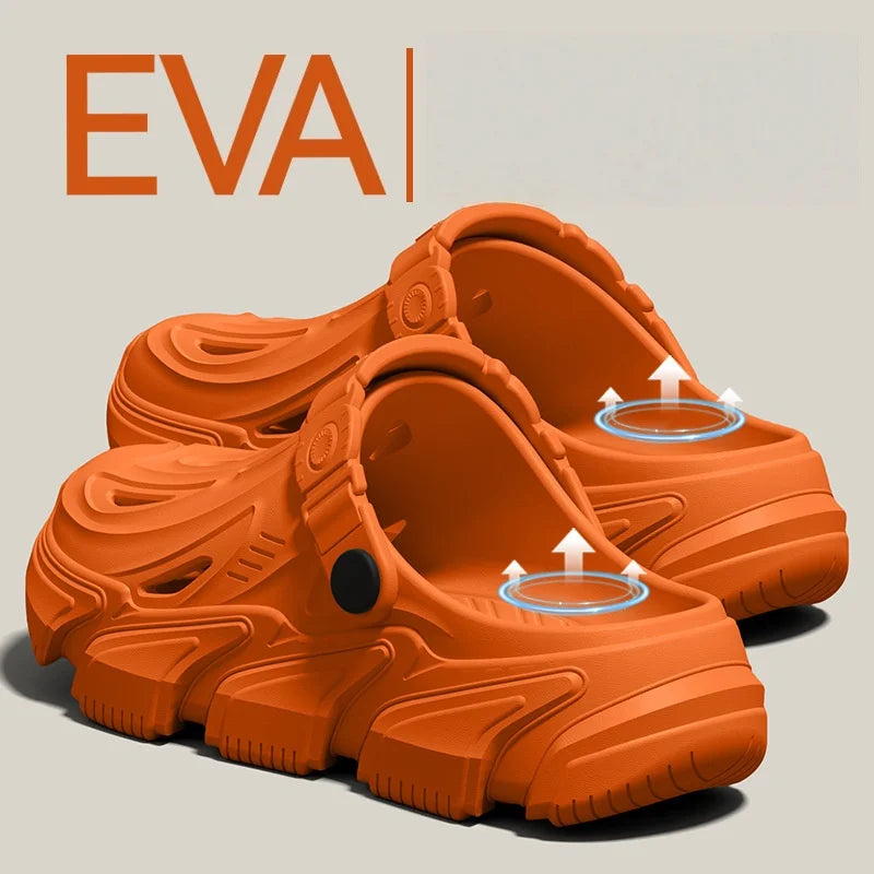Men's New Spring and Summer Style Mecha-Style Eva Comfortable Casual Soft Thick-Soled Simple Indoor Home Outdoor Vacation Versatile Versatile Clogs