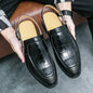 Leather Men's Sandals Checker Textured Hollow Formal Shoes Casual Style Metal Button Sandals Office Men's Shoes Leather  Shoes