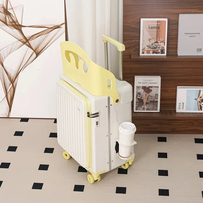Kids Ride-on Luggage, 20/24 Inch Children's Stroller Luggage with Front Opening Multifunctional Carry-on suitcase for Air Travel