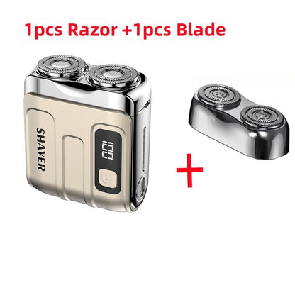 Mini Electric Smart Shaver Household Car Shaver Digital Display Dual Blade Rechargeable Shaver Powerful Beard Trimmer Tool