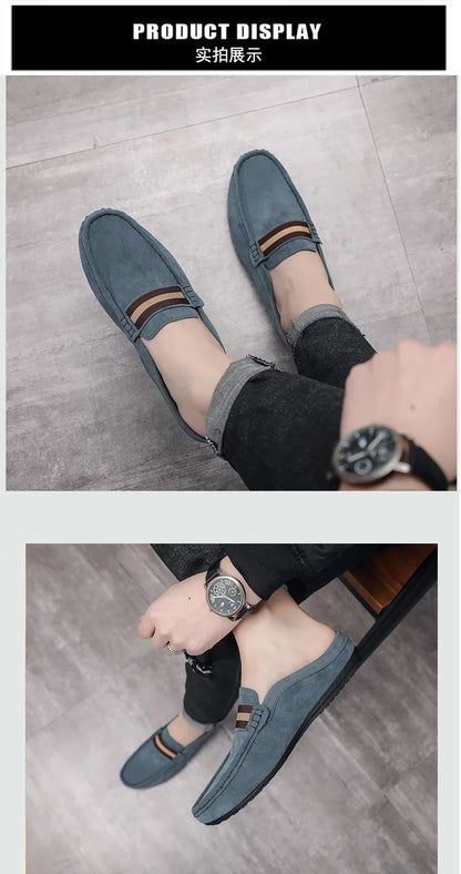 2026 Loafer‌ Shoes Men's Lightweight Bean Shoes Summer One Step Push Lazy Breathable Casual Half Support Slippers for Men