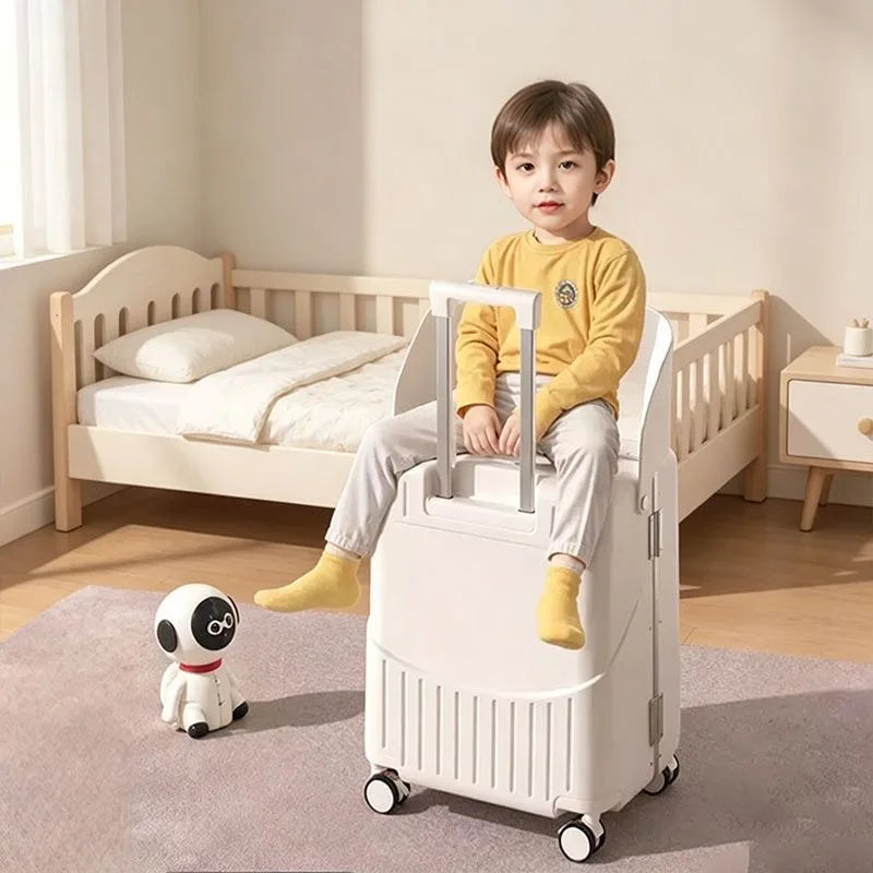 Kids Ride-on Luggage, 20/24 Inch Children's Stroller Luggage with Front Opening Multifunctional Carry-on suitcase for Air Travel