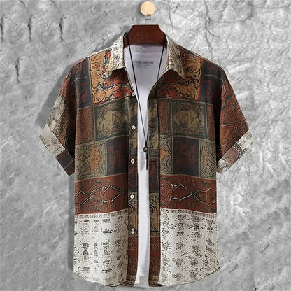 New Fashion 3D Printed Holiday Button Men's Clothing Luxury Men's Shirt Casual Short Sleeved Retro Shirt Men's Top