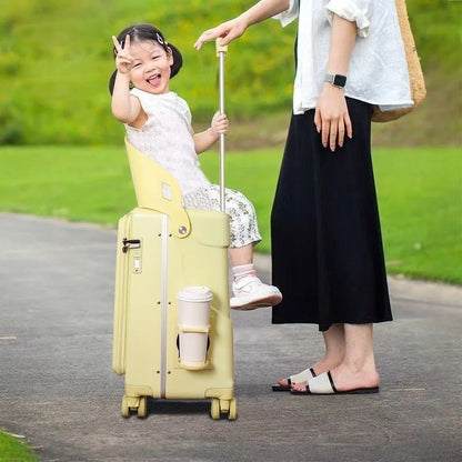 Kids Ride-on Luggage, 20/24 Inch Children's Stroller Luggage with Front Opening Multifunctional Carry-on suitcase for Air Travel