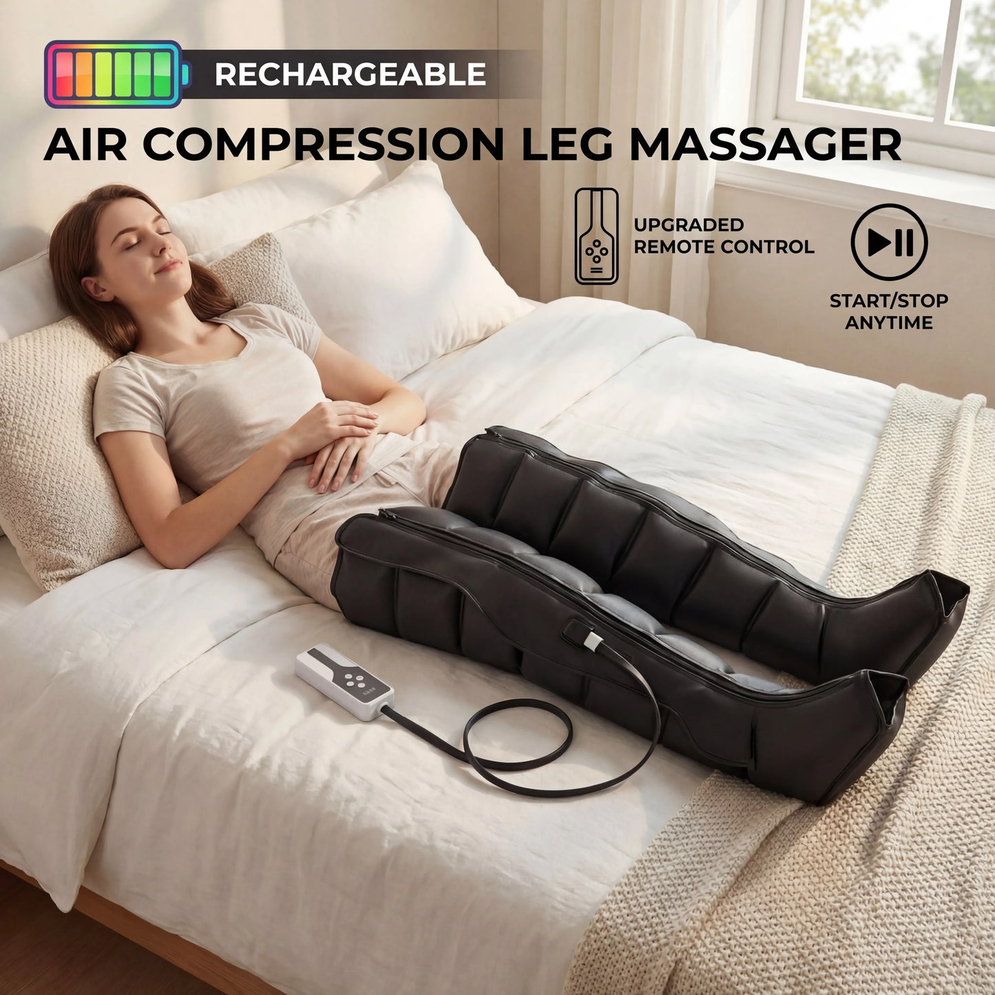 Professional Airwave Pressure Massager with 01 Adapter 110-220V Plug-In Ergonomic Design for Legs & Full Body Portable Home Use