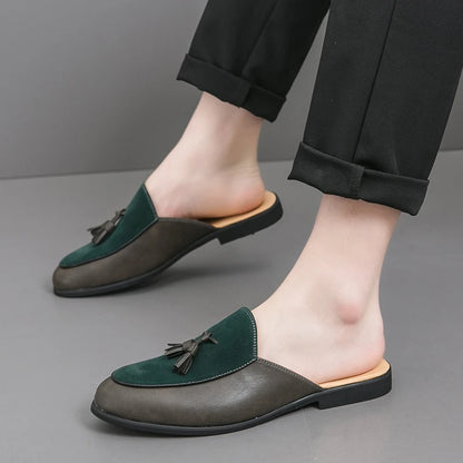 Black half shoes for men mules Slippers leather shoes casual shoes men fashion sapato social masculino mocassin homme chaussure