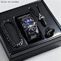 4PCS Luxury Men's Quartz Watch Jewelry Set Fashion Decorative Three-Eye Dial Men Business Watches Reloj Hombre（Without Box）