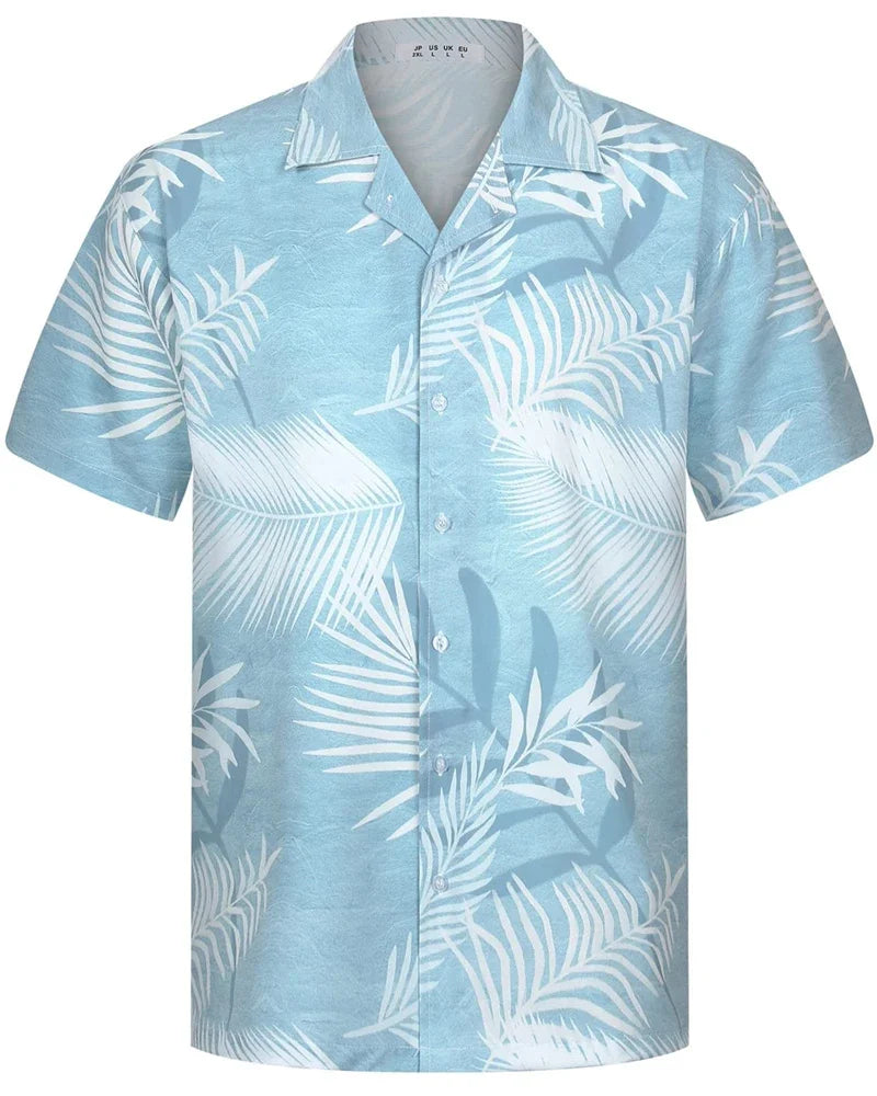 2026 New Fashionable Printed Shirt Men's Seaside Summer Casual Short Sleeve Top Holiday Clothing