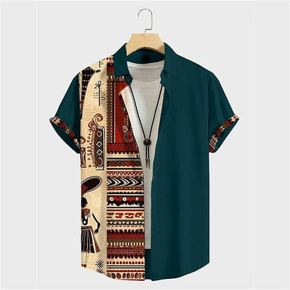 New Fashion 3D Printed Holiday Button Men's Clothing Luxury Men's Shirt Casual Short Sleeved Retro Shirt Men's Top