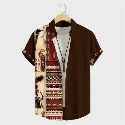 New Fashion 3D Printed Holiday Button Men's Clothing Luxury Men's Shirt Casual Short Sleeved Retro Shirt Men's Top