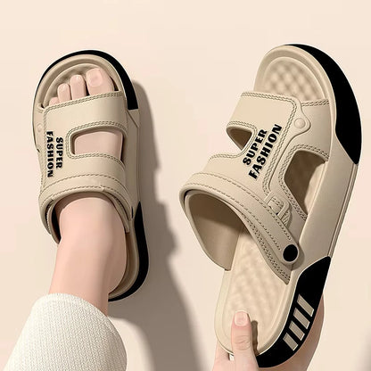 Men's Innovative Design Spring and Summer Eva Comfortable Thick-Soled Fashionable Casual Sandals for Home and Outdoor Activities, Versatile for Daily Use, Dual-Wear Slippers