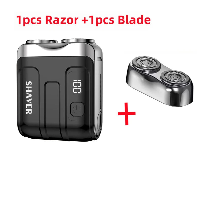Mini Electric Smart Shaver Household Car Shaver Digital Display Dual Blade Rechargeable Shaver Powerful Beard Trimmer Tool