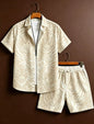 Men's animal print two-piece set, short sleeved shirt and shorts, suitable for tropical travel and unique exotic style