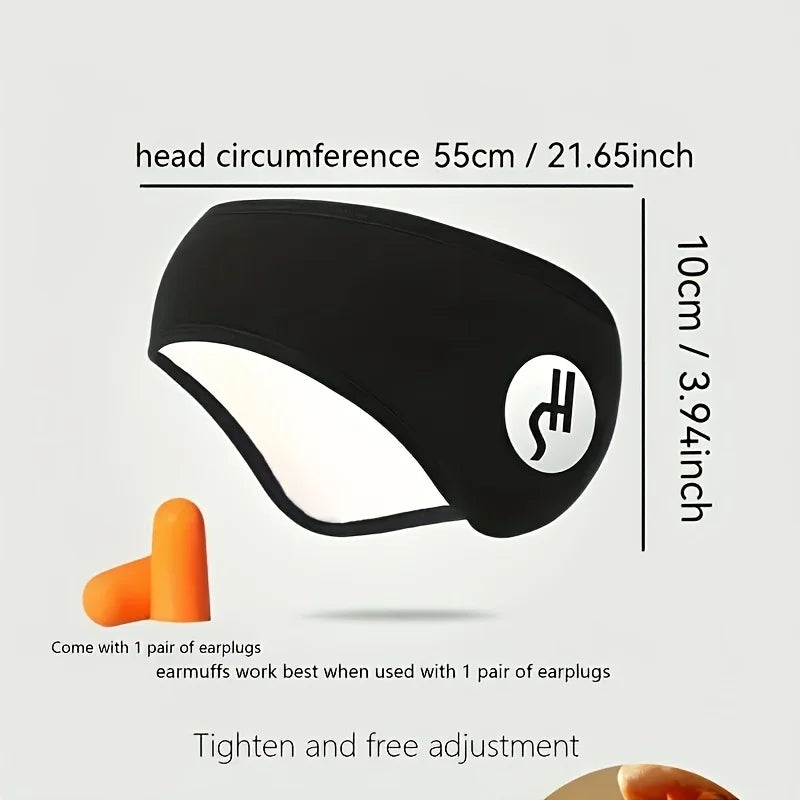 Adjustable Sleep Mask with Ear Covers - Soft Black Noise Cancelling Eye & Ear for Travel, Snoring, Lightweight for home & Airpla