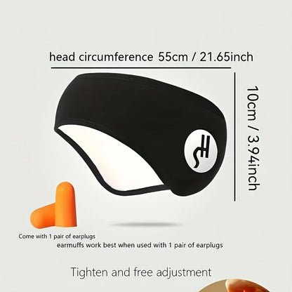 Adjustable Sleep Mask with Ear Covers - Soft Black Noise Cancelling Eye & Ear for Travel, Snoring, Lightweight for home & Airpla