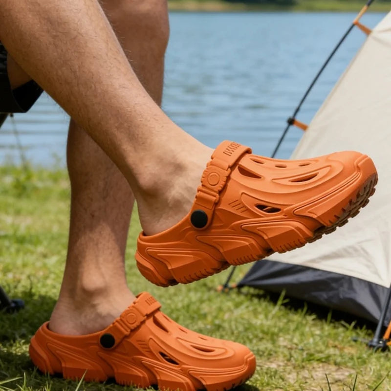 Men's New Spring and Summer Style Mecha-Style Eva Comfortable Casual Soft Thick-Soled Simple Indoor Home Outdoor Vacation Versatile Versatile Clogs