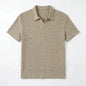 Men Ribbed Knit V Neck Polo Shirt Short Sleeve Casual T Shirt Elastic Comfortable Tops For Spring Summer Streetwear
