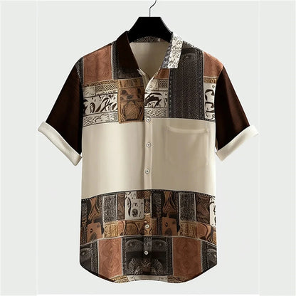 New Fashion 3D Printed Holiday Button Men's Clothing Luxury Men's Shirt Casual Short Sleeved Retro Shirt Men's Top