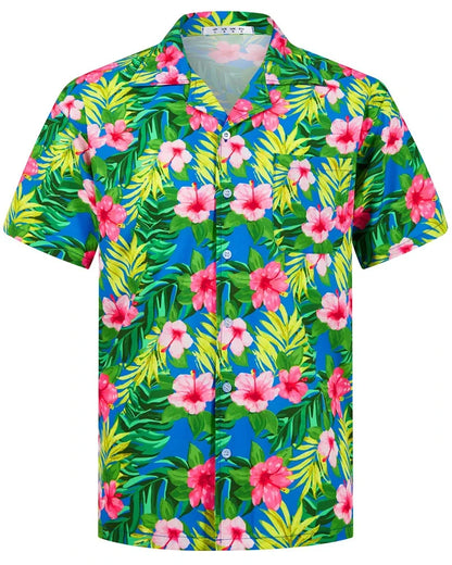 2026 New Fashionable Printed Shirt Men's Seaside Summer Casual Short Sleeve Top Holiday Clothing