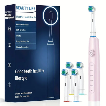 Electric Toothbrush Rotary Cleaning Teeth Brush Waterproof Electronic Tooth Brush With Timer Rechargeable Toothbrush with 8 Head