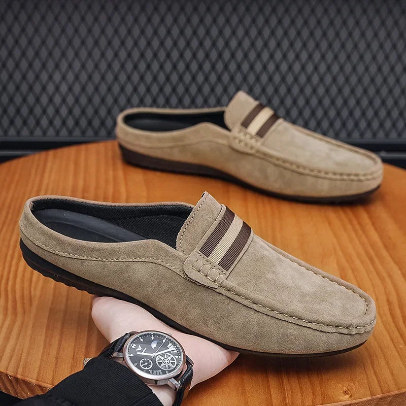 2026 Loafer‌ Shoes Men's Lightweight Bean Shoes Summer One Step Push Lazy Breathable Casual Half Support Slippers for Men