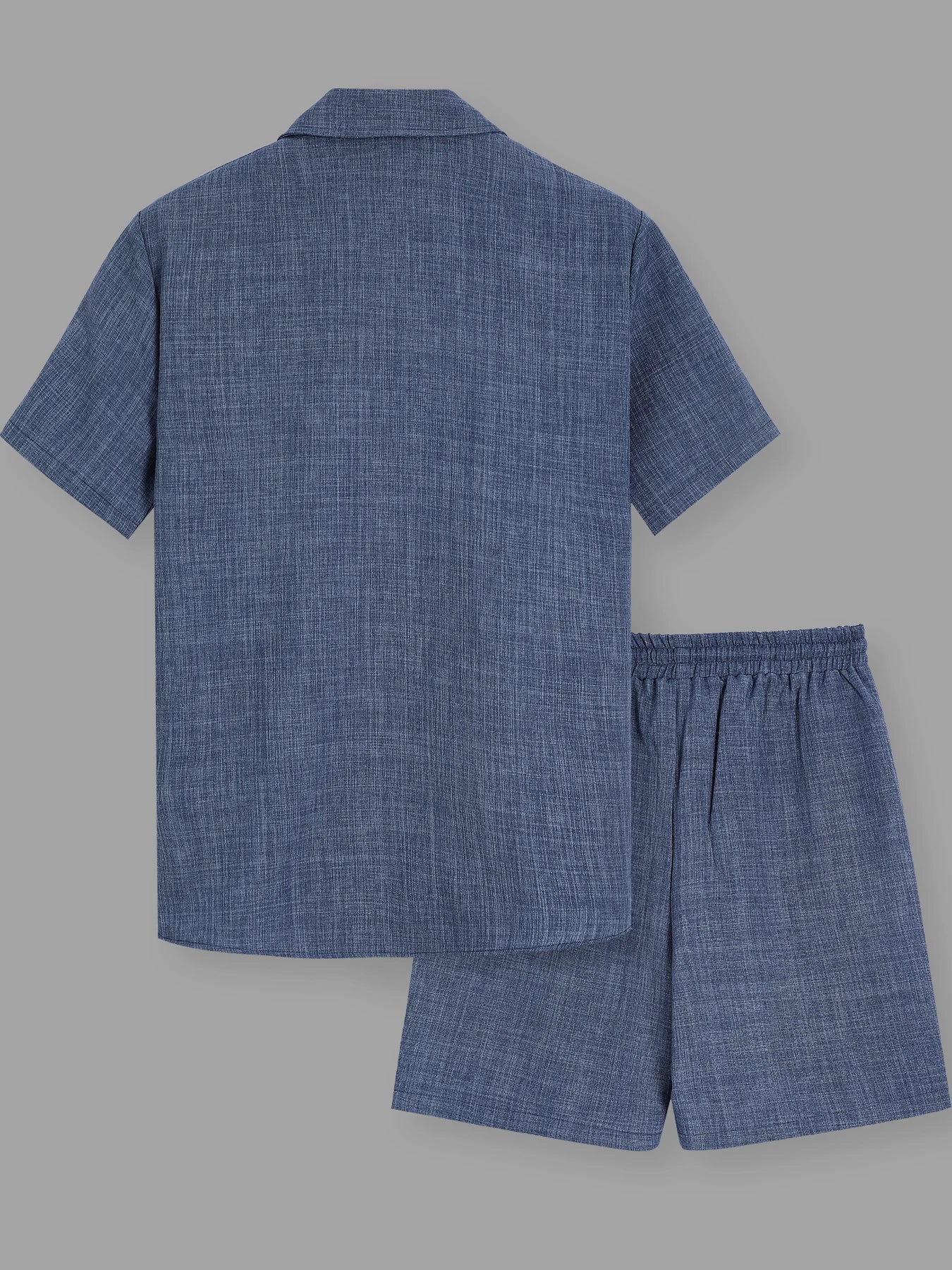 Summer Men's Cotton Linen Texture Lapel Short Sleeve Shirt & Shorts Set, Loose Comfortable Breathable Daily Casual Two-Piece Outfit