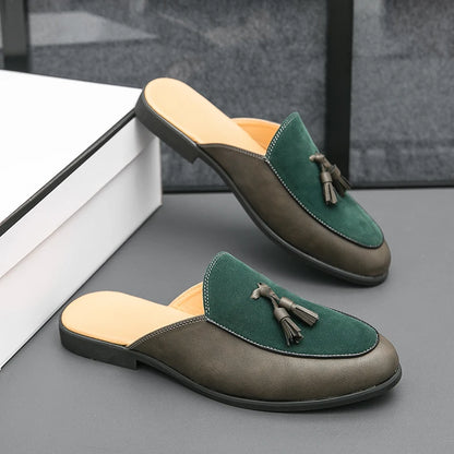 Black half shoes for men mules Slippers leather shoes casual shoes men fashion sapato social masculino mocassin homme chaussure