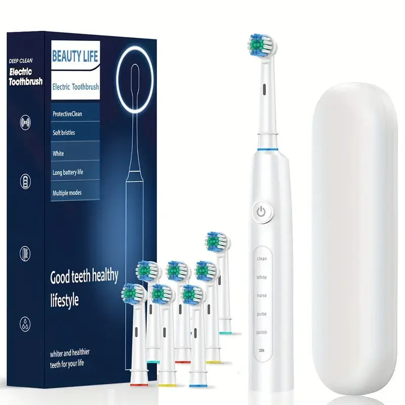 Electric Toothbrush Rotary Cleaning Teeth Brush Waterproof Electronic Tooth Brush With Timer Rechargeable Toothbrush with 8 Head