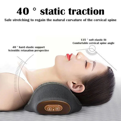 Electric Neck Massager Cervical Pillow Hot Compress Neck Stretch Heating Vibration Neck Shoulder Massage Pillow Back Traction