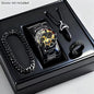 4PCS Luxury Men's Quartz Watch Jewelry Set Fashion Decorative Three-Eye Dial Men Business Watches Reloj Hombre（Without Box）