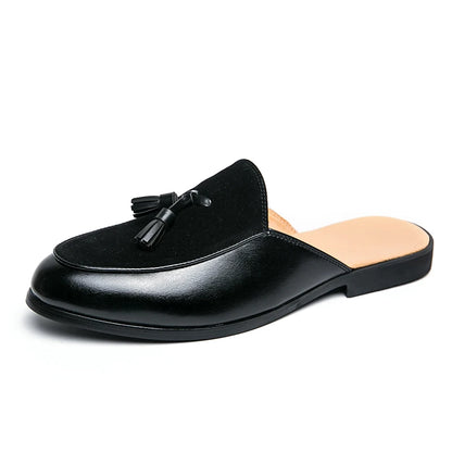 Black half shoes for men mules Slippers leather shoes casual shoes men fashion sapato social masculino mocassin homme chaussure
