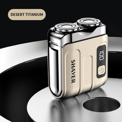 Mini Electric Smart Shaver Household Car Shaver Digital Display Dual Blade Rechargeable Shaver Powerful Beard Trimmer Tool