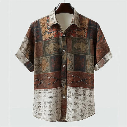 New Fashion 3D Printed Holiday Button Men's Clothing Luxury Men's Shirt Casual Short Sleeved Retro Shirt Men's Top