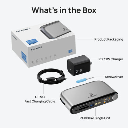 PA100-PRO Portable NAS, 4-Core CPU, Wi-Fi 6, M.2 NVMe Slot (Diskless), SD 4.0 & CFe-B Card Slot, One Click Backup, APP Control