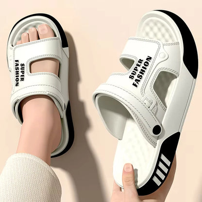Men's Innovative Design Spring and Summer Eva Comfortable Thick-Soled Fashionable Casual Sandals for Home and Outdoor Activities, Versatile for Daily Use, Dual-Wear Slippers