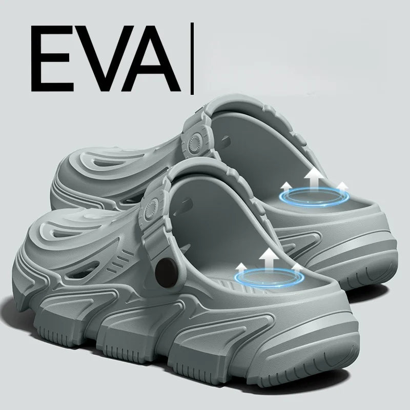 Men's New Spring and Summer Style Mecha-Style Eva Comfortable Casual Soft Thick-Soled Simple Indoor Home Outdoor Vacation Versatile Versatile Clogs