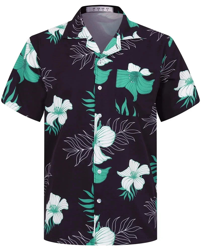 2026 New Fashionable Printed Shirt Men's Seaside Summer Casual Short Sleeve Top Holiday Clothing