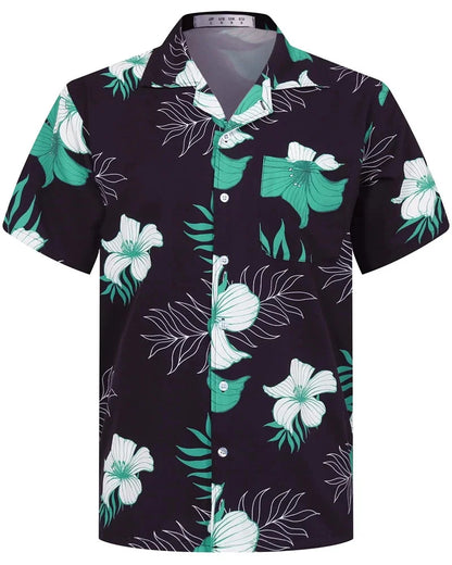 2026 New Fashionable Printed Shirt Men's Seaside Summer Casual Short Sleeve Top Holiday Clothing