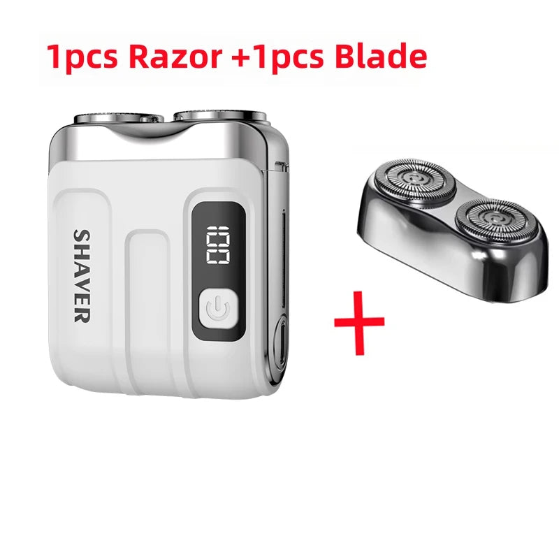 Mini Electric Smart Shaver Household Car Shaver Digital Display Dual Blade Rechargeable Shaver Powerful Beard Trimmer Tool