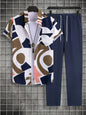 2025 Autumn Simple Striped 3D Printed Men's Casual Shirt 2pcs Set, Urban Street Fashion Loose Men's Top And Trousers S-2XL