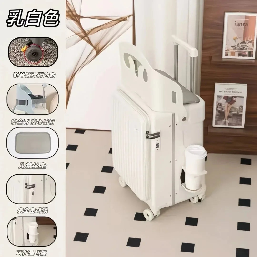 Kids Ride-on Luggage, 20/24 Inch Children's Stroller Luggage with Front Opening Multifunctional Carry-on suitcase for Air Travel