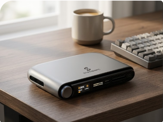 PA100-PRO Portable NAS, 4-Core CPU, Wi-Fi 6, M.2 NVMe Slot (Diskless), SD 4.0 & CFe-B Card Slot, One Click Backup, APP Control